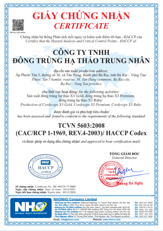 chung nhan HACCP